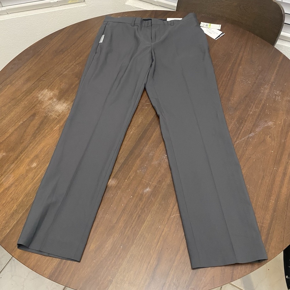 Perry Ellis Portfolio 30x30 Men's Pleated Pants Gray Poly Asphalt NWT - Picture 2 of 16